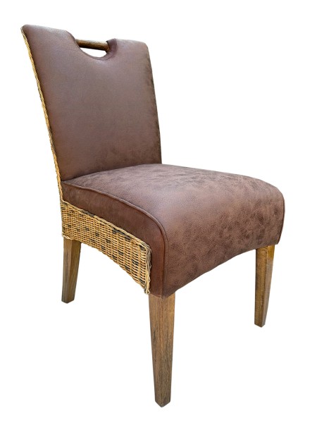 Esszimmer Stühle Polsterstuhl Rattanstuhl Darwin Polster Lederoptik muskat