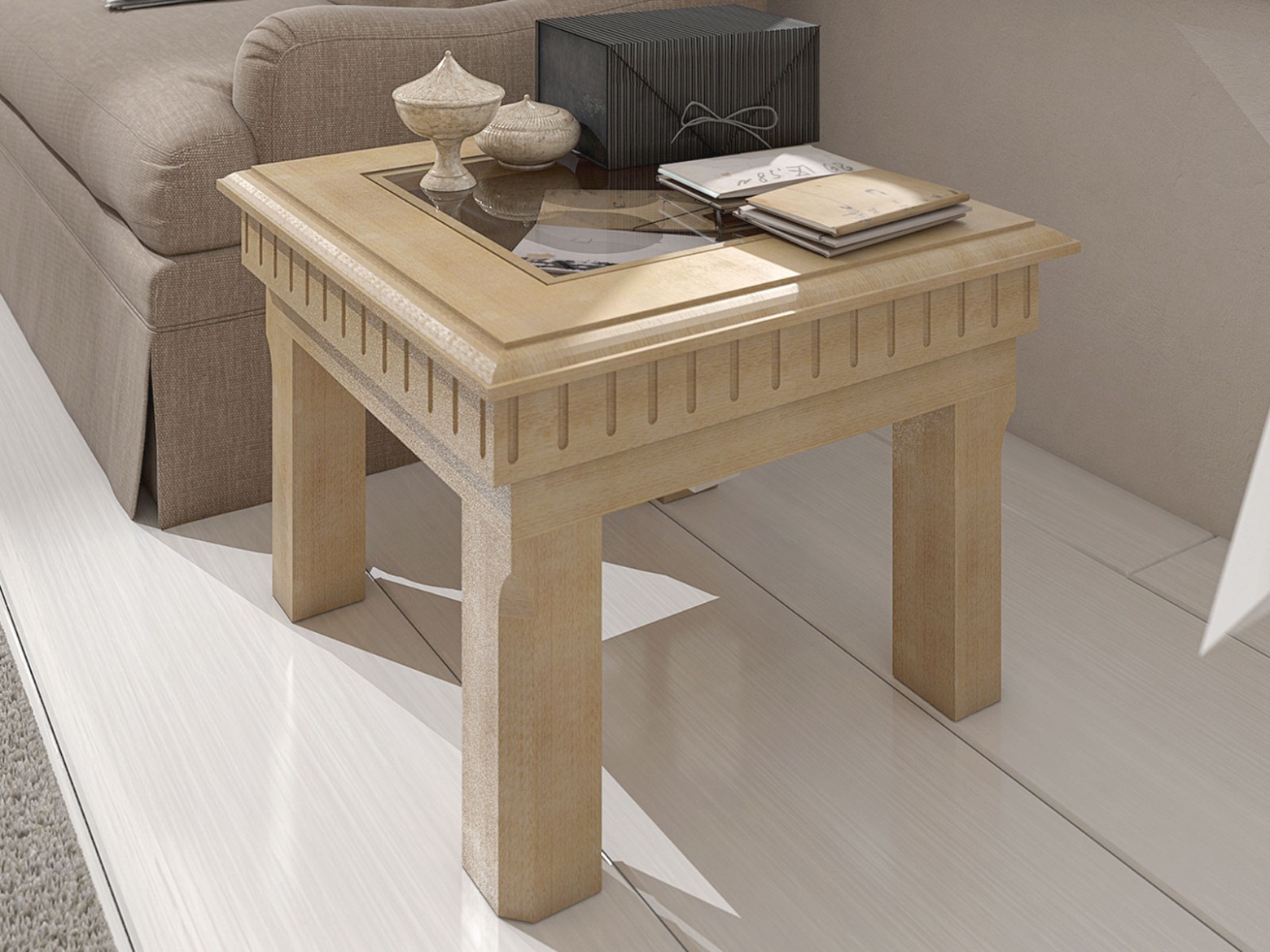 Couchtisch Quadratisch 70x70 Cm Mit Glasplatte Und Schubkasten