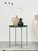 Beistelltisch Ø 47 H 51 2. Wahl Gartentisch Balkon Tisch Terassentisch rund Alberta Metall klein ver dunkelgrün - olive