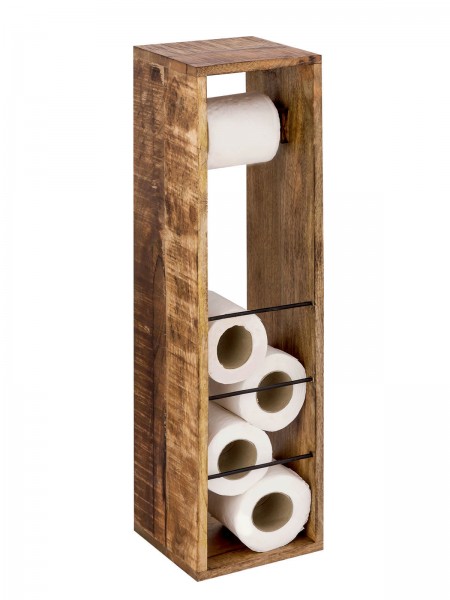 Toilettenpapierhalter Toilettenpapierständer aus Holz 17 x 17 cm quadratisch Hocker Mangoholz massiv