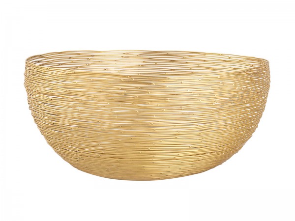 Obstschale ø 30 cm H 13 cm 4 VE Brotkorb Obstkorb Metall rund silber o. gold dollce Drahtstruktur
