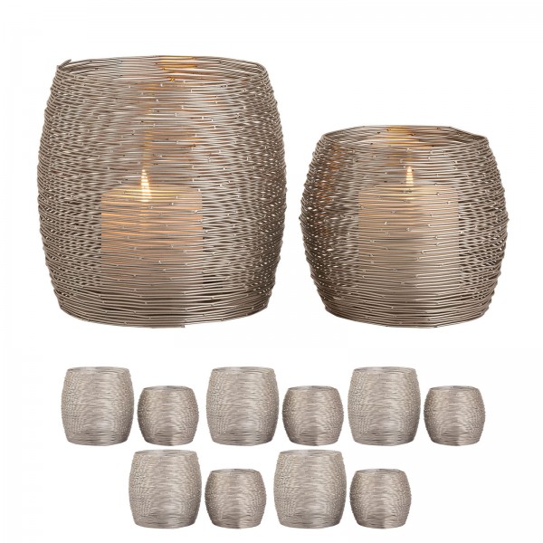Teelichthalter 12-teilig Set 2 x 6 VE Windlichter Kerzenständer Paris gold o. silber Kerzenhalter
