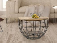 Beistelltisch nachhaltig Couchtisch Wohnzimmer-Tisch rund Lexington ø 55 cm Metall Gestell massiv weiß gekälkt - altsilber