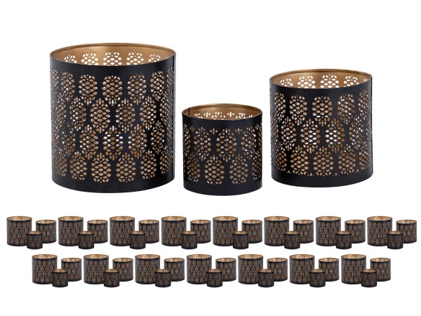 Kerzenständer 3er Set Masterbox 18x 3teilig Windlicht Orient Teelichthalter rund schwarz gold
