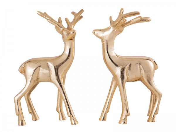 Deko Figur 2er Set Hirsch Tischdekoration Tierfigur Metall Weihnachtsdeko silber o. gold Aluminium