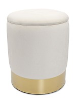 Samthocker Deko Hocker Samt Pouf Dekopouf Velour Hocker mit Stauraum u. Deckel Ø 31 H 38 cm creme weiß