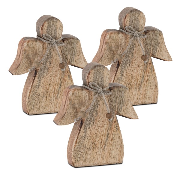 Schutzengel Engel 15x13cm Dekofigur Glücksengel Holzfigur Weihnachtsdekoration Mangoholz
