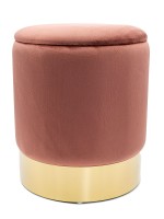 Samthocker Deko Hocker Samt Pouf Dekopouf Velour Hocker mit Stauraum u. Deckel Ø 31 H 38 cm rose