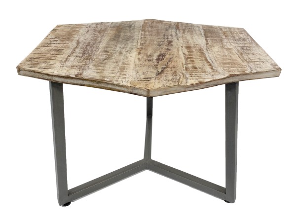 Couchtisch 56x47cm H40cm Wohnzimmer Tisch Beistelltisch Nizza Metall-Gestell schwarz - weiß - altsil