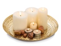 Dekotablett ø 28 cm rund gold o. silber Deko Tablett Serviertablett Metall Kerzentablett