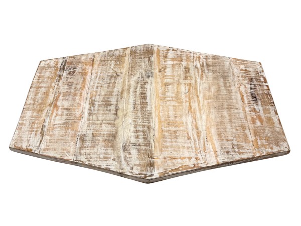 Sechseckige Tischplatte Holzplatte Mango-Altholz 74x56 u. 56x47cm – recycelt & charakterstark