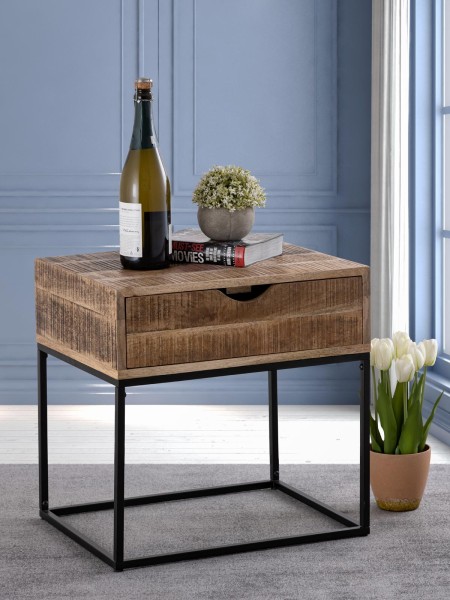 Nachtschrank Holz Nachtkastchen 45x45x35cm Nachtkonsole Maya Beistelltisch Metall Gestell MVG