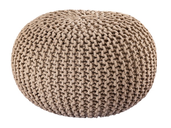 Strickhocker Pouf Ø 45 H 30 cm cm Sitzpouf Strick Bodenkissen