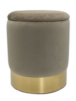 Samthocker Deko Hocker Samt Pouf Dekopouf Velour Hocker mit Stauraum u. Deckel Ø 31 H 38 cm taupe