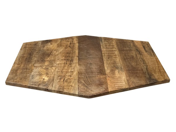 Sechseckige Tischplatte Holzplatte Mango-Altholz 74x56 u. 56x47cm – recycelt & charakterstark
