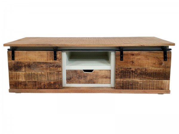 TV Schrank Massivholz B 125 H 45 cm TV Lowboard Fernsehschrank California weiß Mangoholz massiv