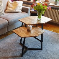 Couchtisch Set 2 Stück Wohnzimmer Tisch Satztisch Paris Metall-Gestell schwarz weiß oder altsilber schwarz matt - tabacco