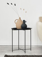 Beistelltisch Ø 47 H 51 2. Wahl Gartentisch Balkon Tisch Terassentisch rund Alberta Metall klein ver schwarz