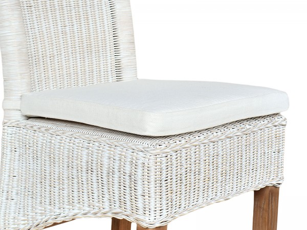 Sitzkissen Stuhlkissen 43 x 42 cm Perth Kissen mit Klettverschluss Leinen weiß
