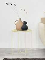 Beistelltisch Ø 47 H 51 2. Wahl Gartentisch Balkon Tisch Terassentisch rund Alberta Metall klein ver vanille