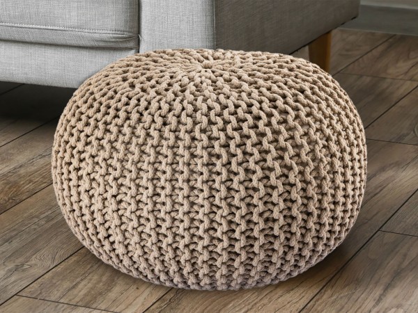 Pouf Ø 55 H 37 H 37 Strickhocker Sitzpouf Bodenkissen nachhaltig