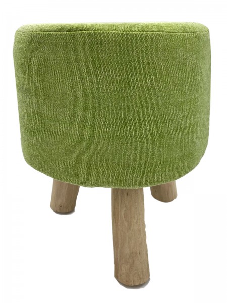 Hocker 2. Wahl Stone Washed Ø 35 cm Höhe 45 cm Sitzhocker Pouf Schemel mit Holzfüßen aus Teakholz