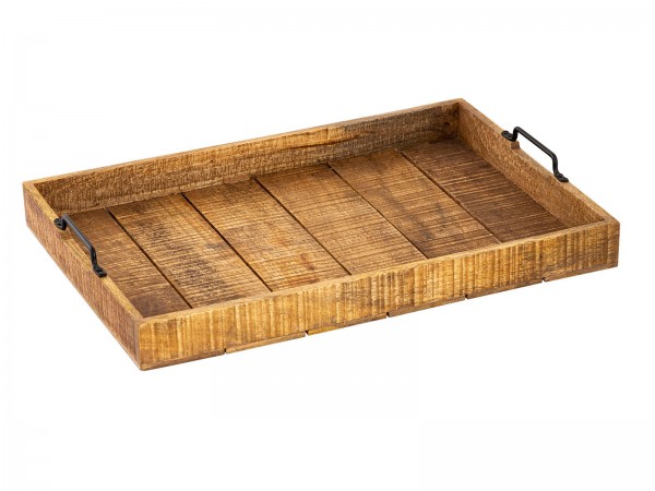 Holztablett Serviertablett XXL 57x39cm Tablett Holz Deko Tablett aus Mangoholz massiv