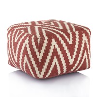 Sitzwürfel Fußhocker Sitzhocker 50x35x50cm Pouf Kelim Bodenkissen Peru schwarz taupe gelb türkis rot - vintage red