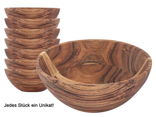 Holzschale Deko Schale Masterbox 8-teilig 20 o. 25cm lebensmittelecht Akazie massiv