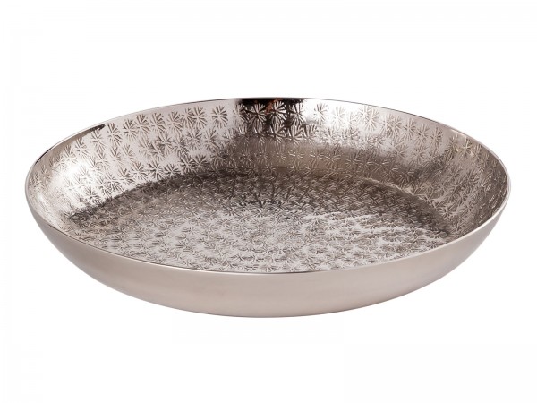 Deko Tablett ø 28 cm Serviertablett Metall Kerzentablett rund silber o. gold Aluminium gehämmert