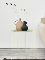 Beistelltisch Ø 47 H 51 2. Wahl Gartentisch Balkon Tisch Terassentisch rund Alberta Metall klein ver hellgrün - limette