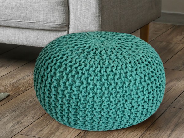 Pouf Ø 55 H 37 H 37 Strickhocker Sitzpouf Bodenkissen nachhaltig