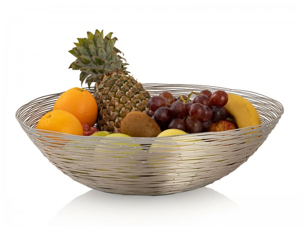 Obstkorb ø 40 cm H 11 cm Brotkorb Obstschale Metall rund silber o. gold Vita Metall Drahtstruktur