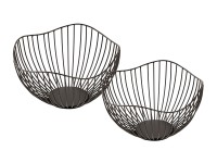 Obstkorb Metall ø 25 H 14 cm Brotkorb Set 2 Stück Obstschale Metall schwarz o. gold rund Wave
