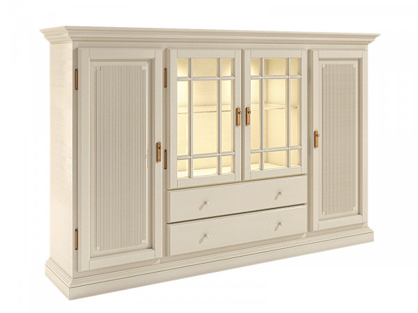 Hochanrichte Highboard Duett B 210 H 136 cm 2 Schubladen 4 Türen Pinie massiv