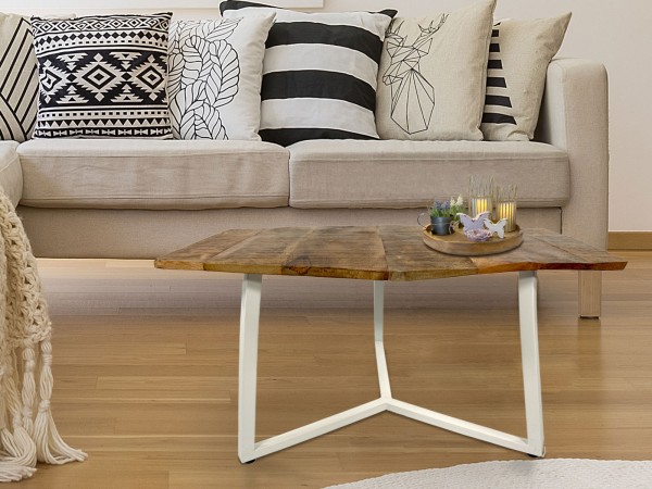 Beistelltisch 56 x 47 cm 2. Wahl nachhaltig Wohnzimmer Tisch Couchtisch Nizza Metall-Gestell weiß