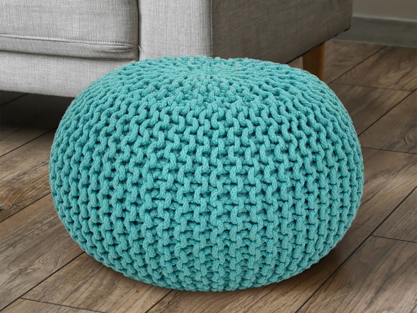 Pouf Ø 55 H 37 H 37 Strickhocker Sitzpouf Bodenkissen nachhaltig