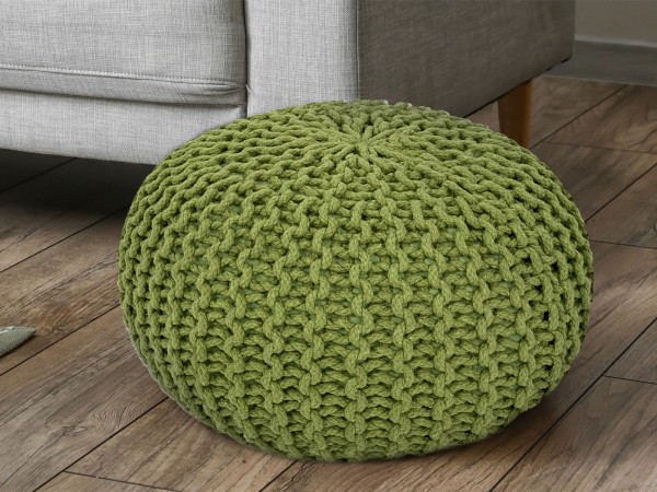 Pouf Ø 55 H 37 H 37 Strickhocker Sitzpouf Bodenkissen nachhaltig