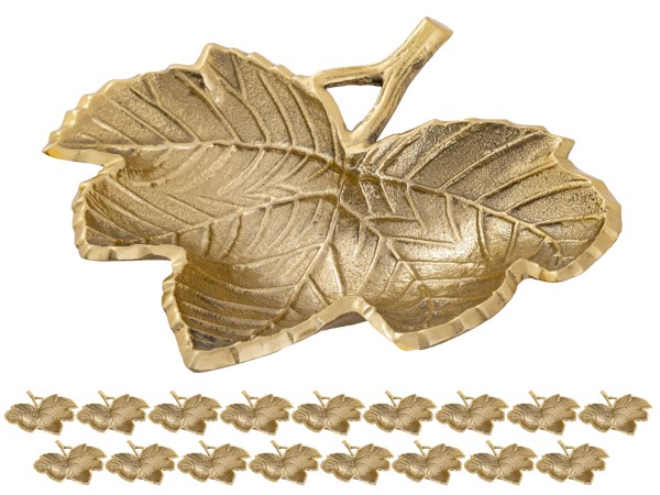 Dekoschale Blatt Masterbox 18-teilig Schale Aluminium Leaf gold o. silber Blattschale