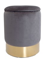 Samthocker Deko Hocker Samt Pouf Dekopouf Velour Hocker mit Stauraum u. Deckel Ø 31 H 38 cm schwarz - anthrazit