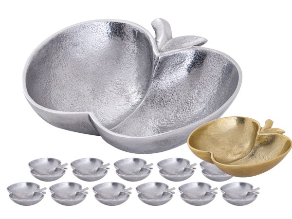 Apfel Schale Dekoschale Masterbox 12-teilig Apple gold o. silber Aluminium