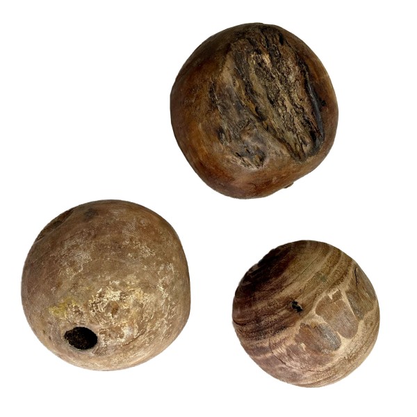 Wurzelholzkugel 3er Set Ø 10 cm 2. Wahl Deko-Kugel Massivholz-Kugel Teakholz vollmassiv