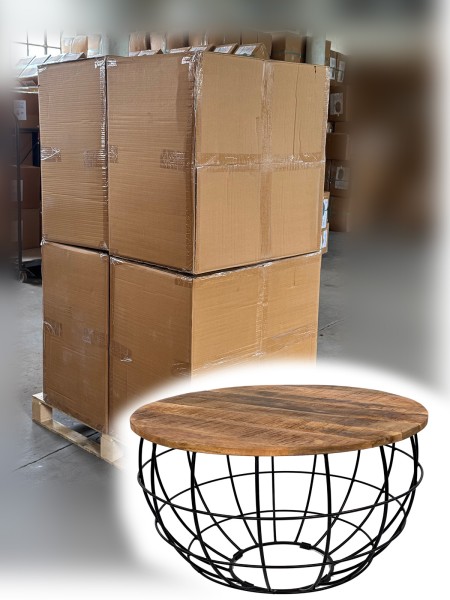 Couchtisch rund Lexington ø 75cm (4 Stück) 1 Palette Wohnzimmer Tisch Mangoholz u. Metall-Gestell