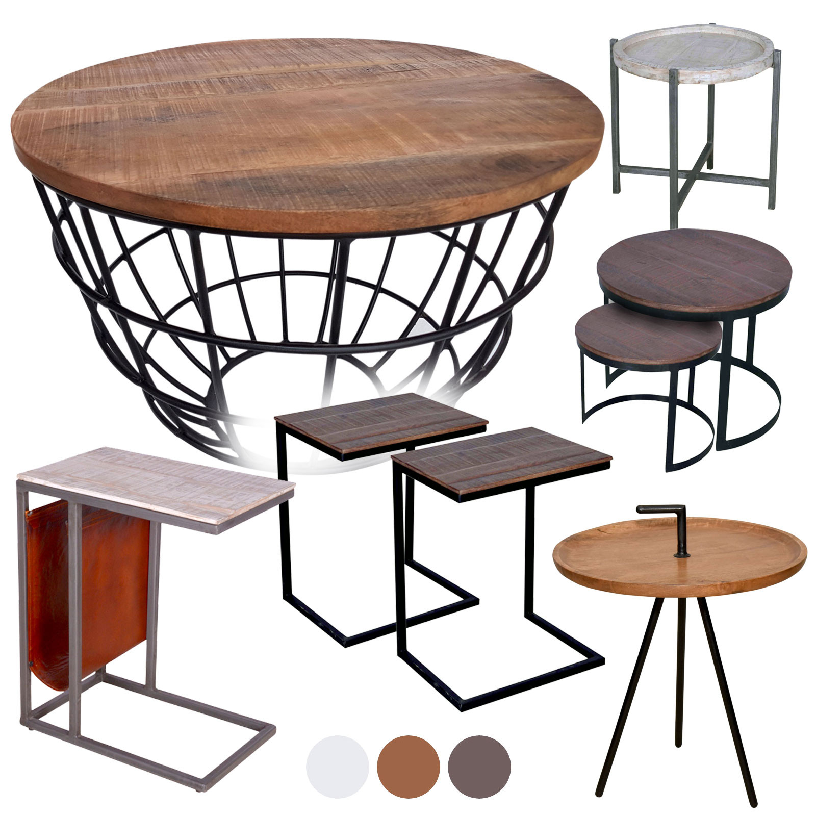 Couchtisch Beistelltisch Massivholz Wohnzimmer Tisch Metallgestell Rund Oder Eckig Viele Modelle Mvg
