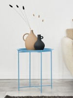 Beistelltisch Ø 47 H 51 2. Wahl Gartentisch Balkon Tisch Terassentisch rund Alberta Metall klein ver türkis