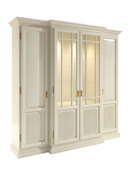 Vitrine Wohnwand 4-türig Duett 214 x 212 cm Pinie massiv