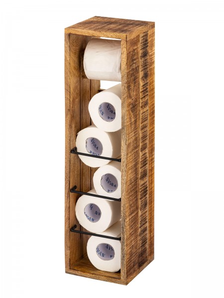 Toilettenpapierhalter Holz 17x17 H 65 cm Klopapierhalter Klorollenhalter aus quadratisch Mangoholz m