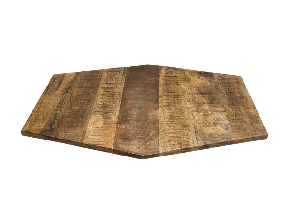 Sechseckige Tischplatte Holzplatte Mango-Altholz 74x56 u. 56x47cm – recycelt & charakterstark