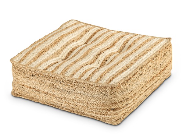 Bodenkissen Jute 50x50cm Sitzkissen quadratisch Loungekissen natur Sitzpouf Fußkissen