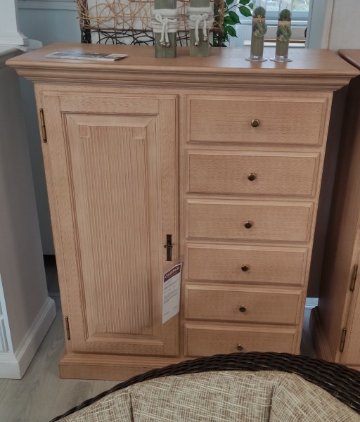 Highboard Vertiko Duett 1 Holztür 6 Schubladen Pinie massiv-Ausstellungsstück